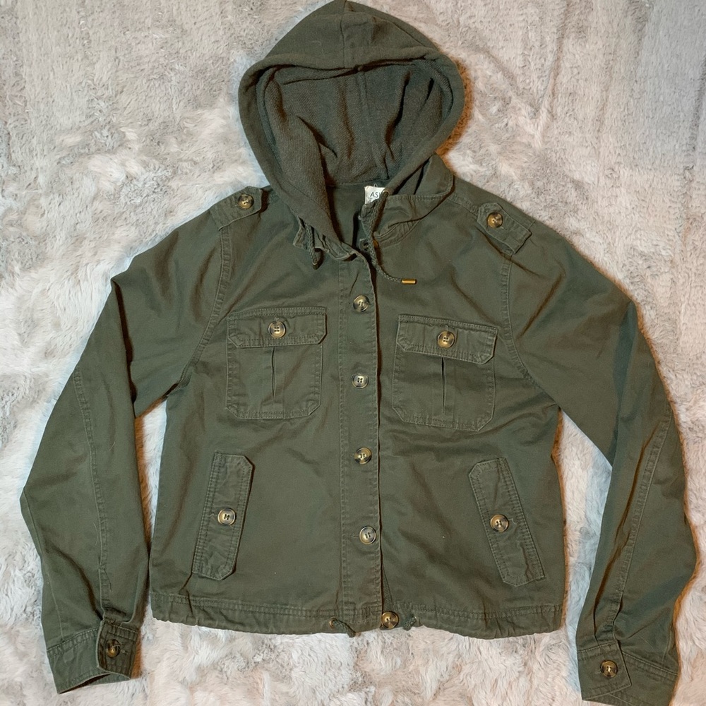 Army Green Cropped Utility jacket
